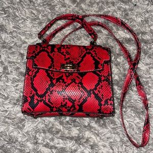 Red snake print crossbody purse